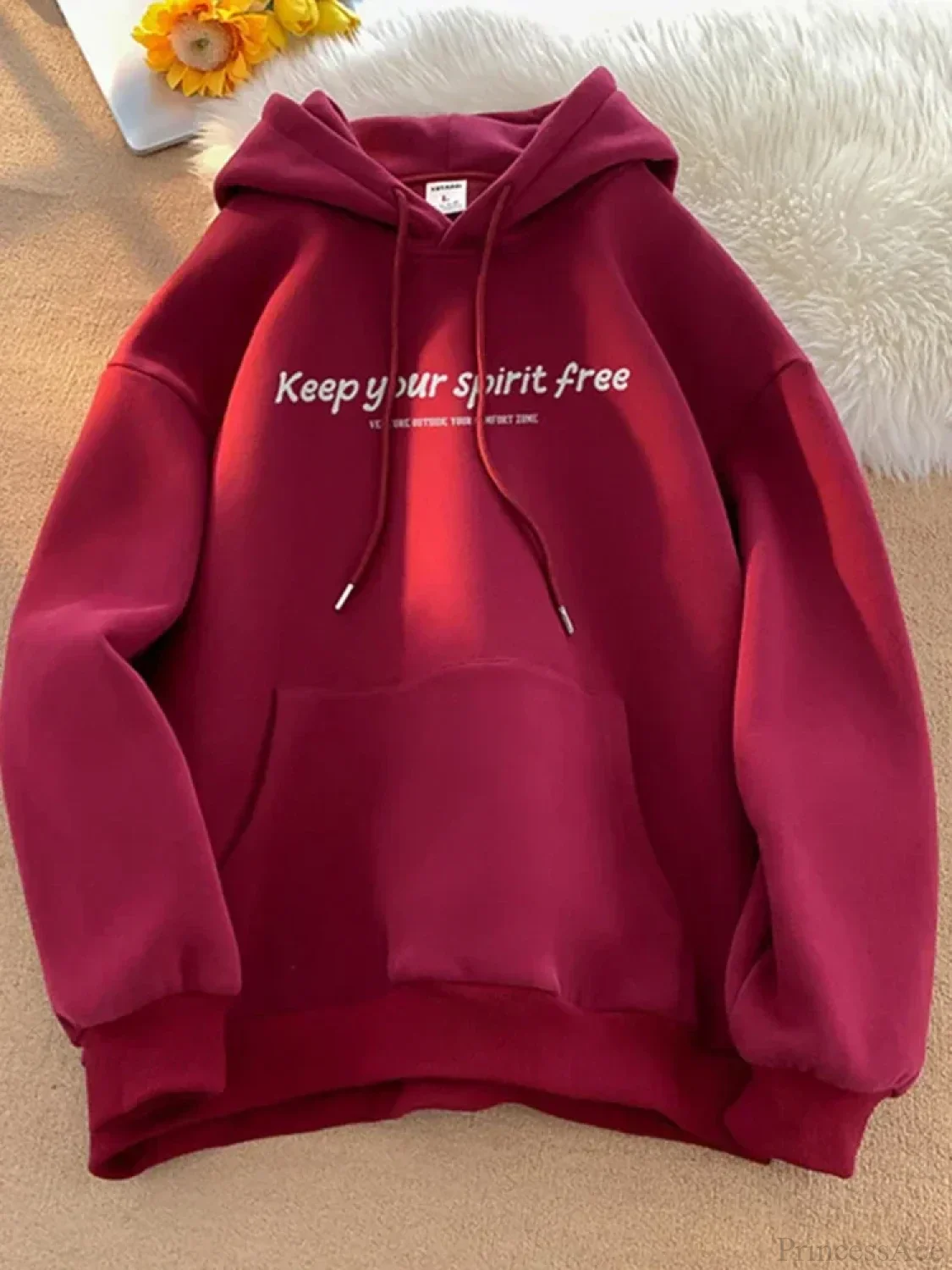 Spirit Free Letter Printed Hoodie - Image 12