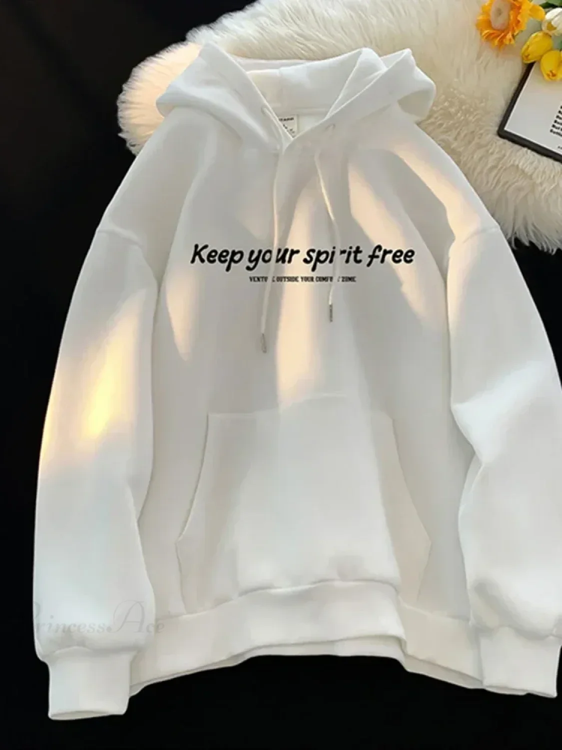 Spirit Free Letter Printed Hoodie - Image 13
