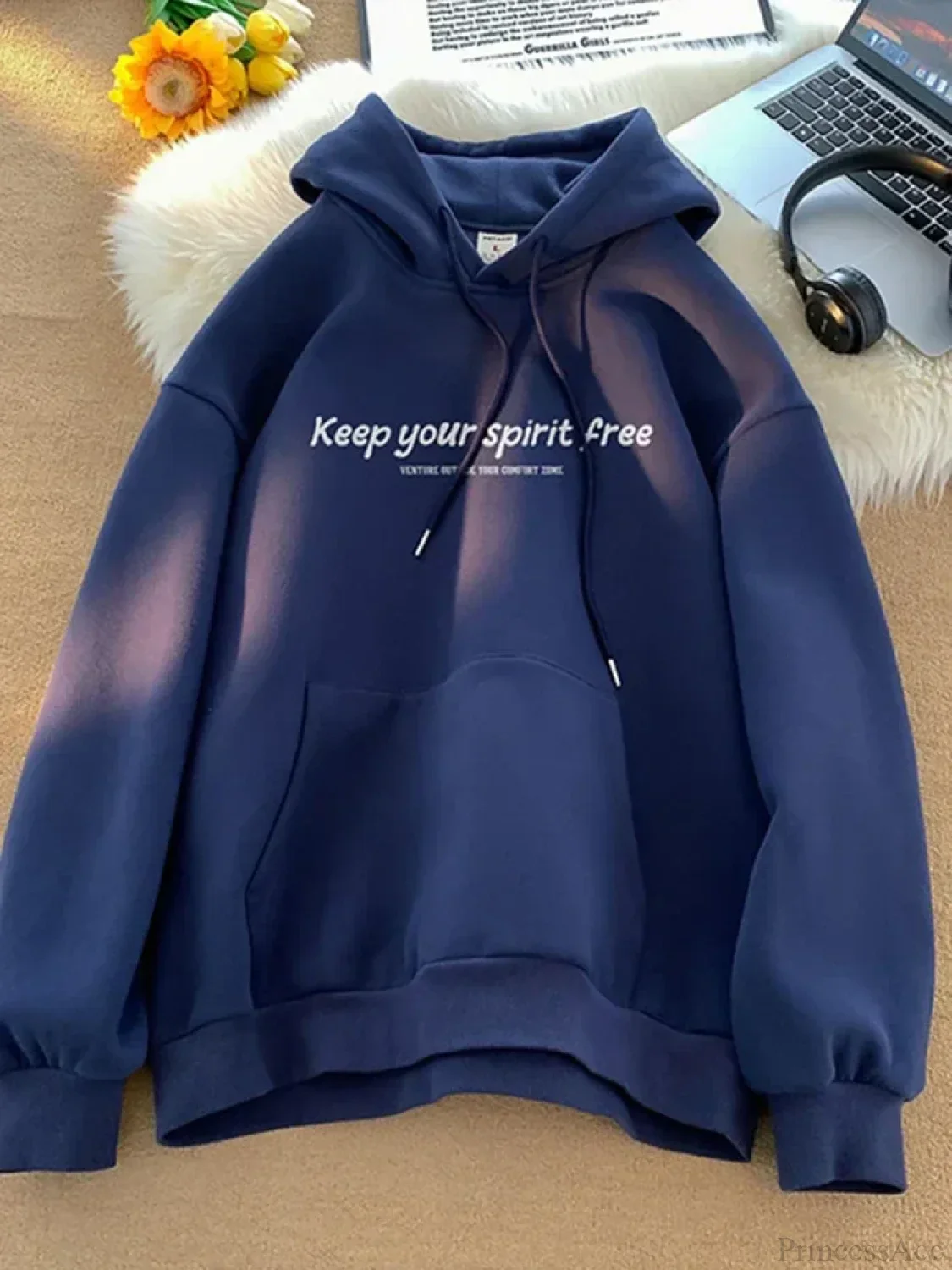 Spirit Free Letter Printed Hoodie - Image 14