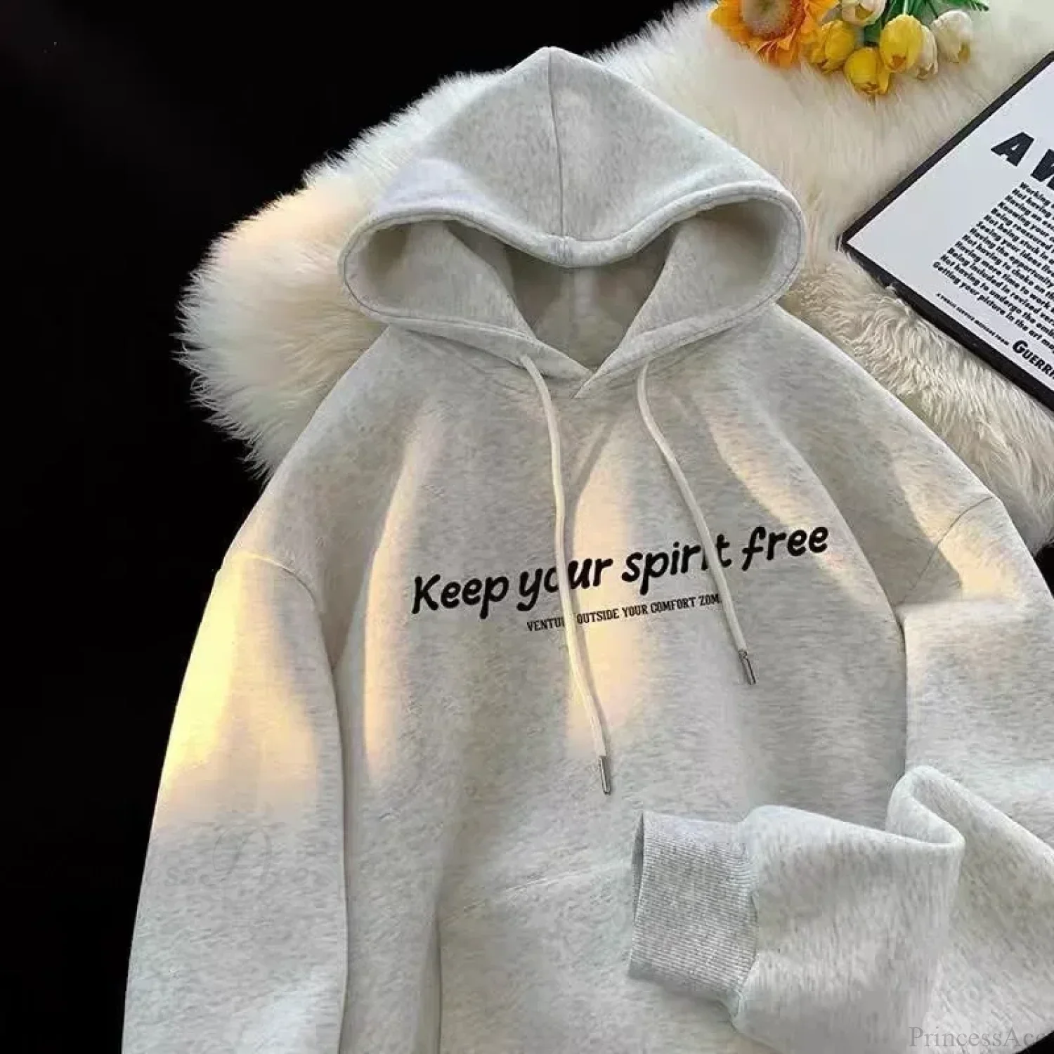Spirit Free Letter Printed Hoodie - Image 5