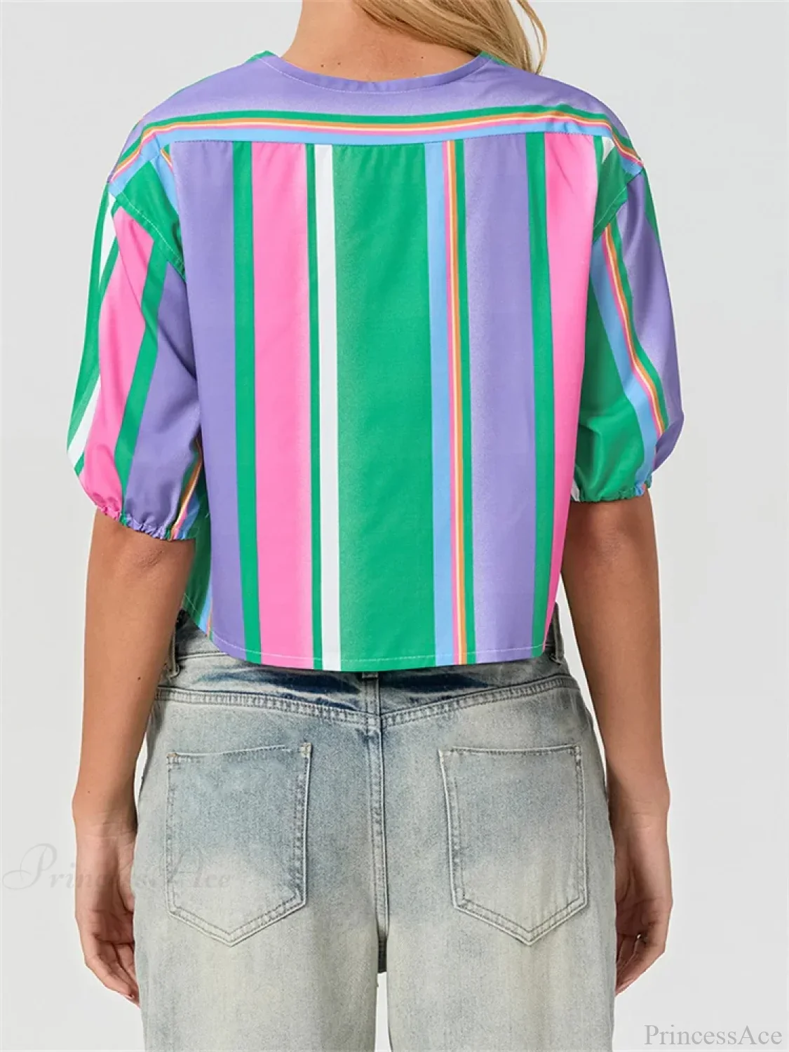 Split Tie-Up Puff Sleeve Blouse - Image 4