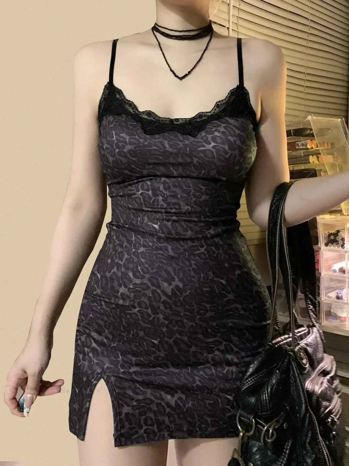 Spotted Lace Bodycon Mini Dress - Image 6