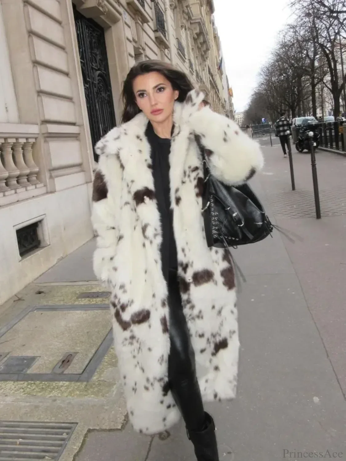Spotted Leopard Suit Collar Fluffy Coat - Image 2