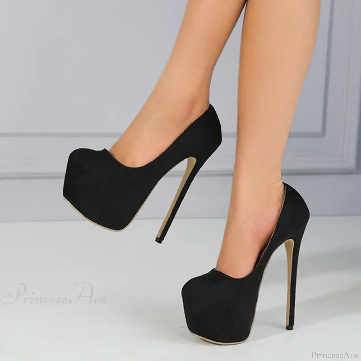 Spring-Autumn Black Platform Buckle Super-High Pole-Dance Pumps 17CM Stiletto High Heel - Image 3