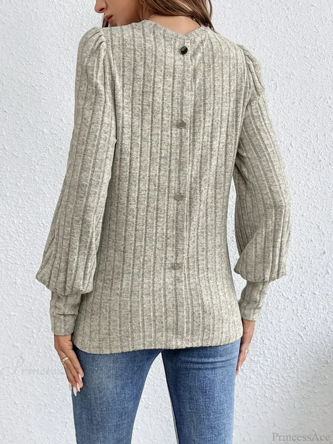 Spring Autumn Casual Crewneck Loose Knit T-shirt - Image 2