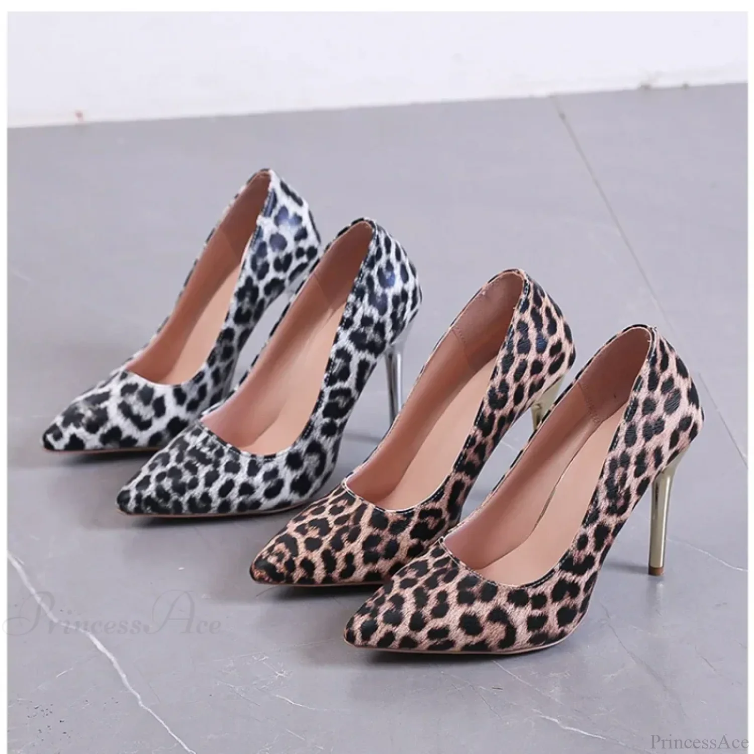 Spring Autumn Leopard Print Pointed Toe Stiletto Trendy Catwalk Women High Heel - Image 2