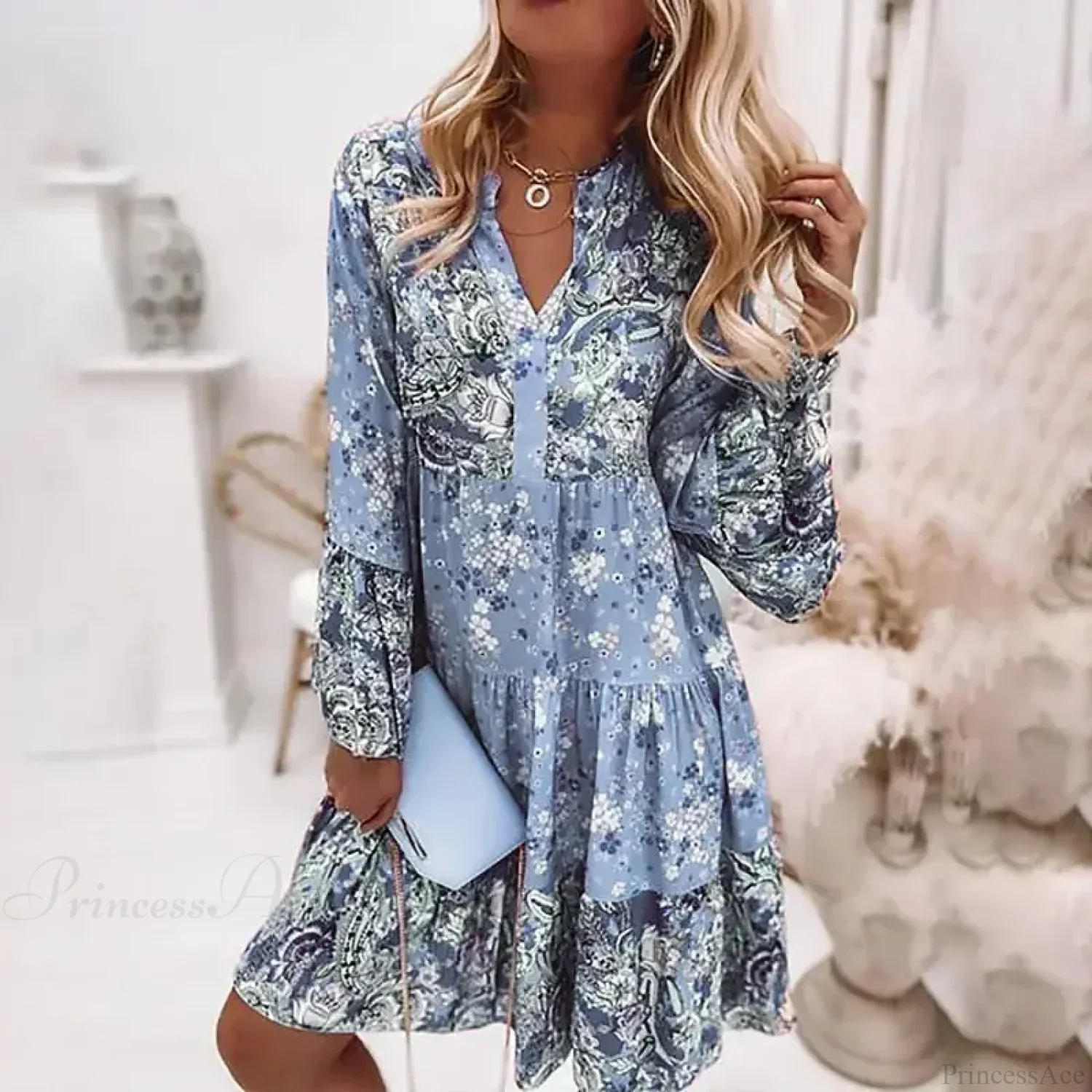 Spring Casual Floral Mid Length Dress - Image 2