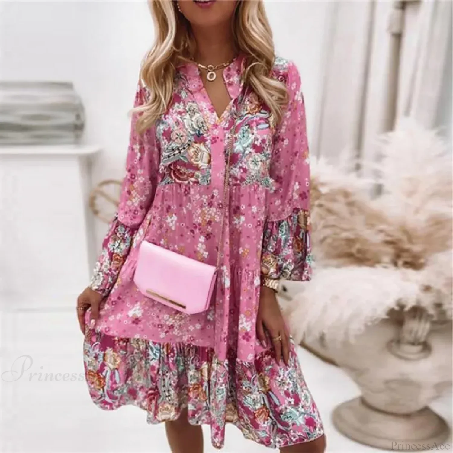 Spring Casual Floral Mid Length Dress - Image 5