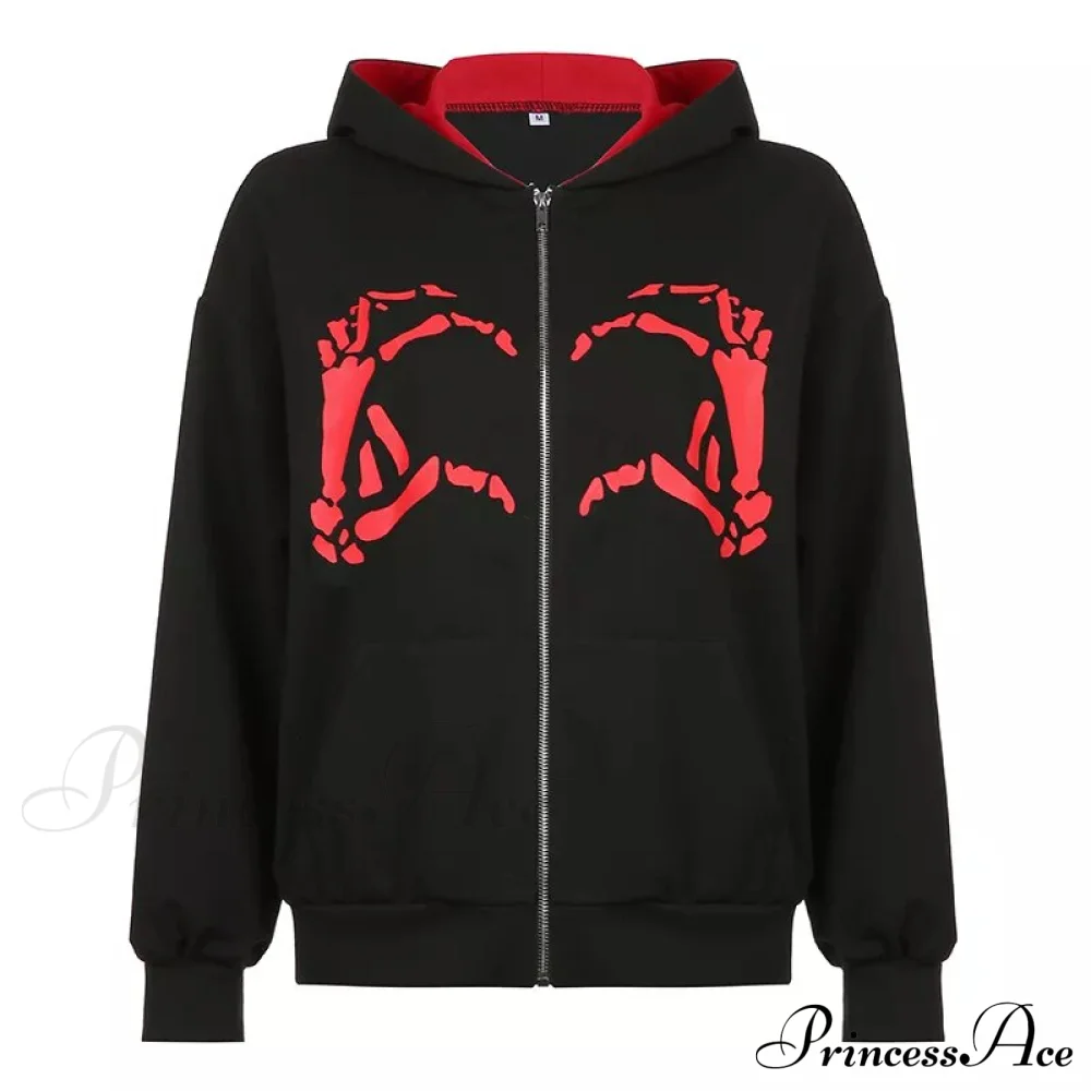 Spring Hoodie Hop Zipper Y2K Oversized Women's Gray Embroidery Letter Streetwear Punk Hip Sweatshirt - Image 11