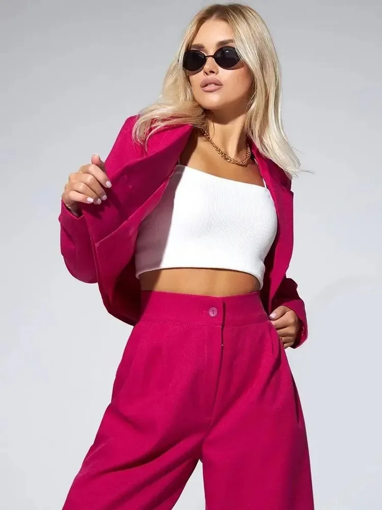 Spring Slim Wide Leg Pants Office Two Piece Set - Image 11