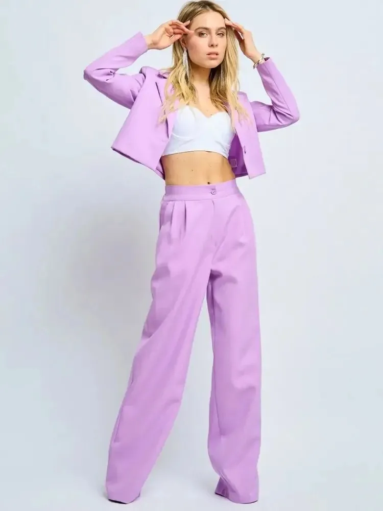 Spring Slim Wide Leg Pants Office Two Piece Set - Image 12