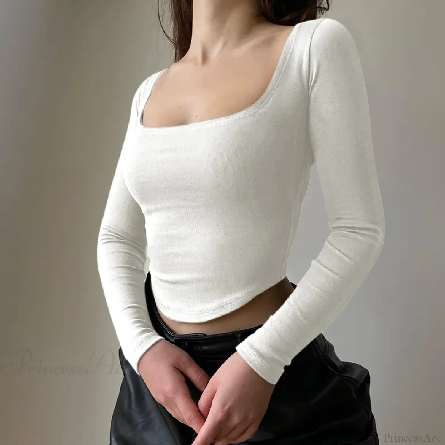 Square Collar Casual Long Sleeve Sweater - Image 10
