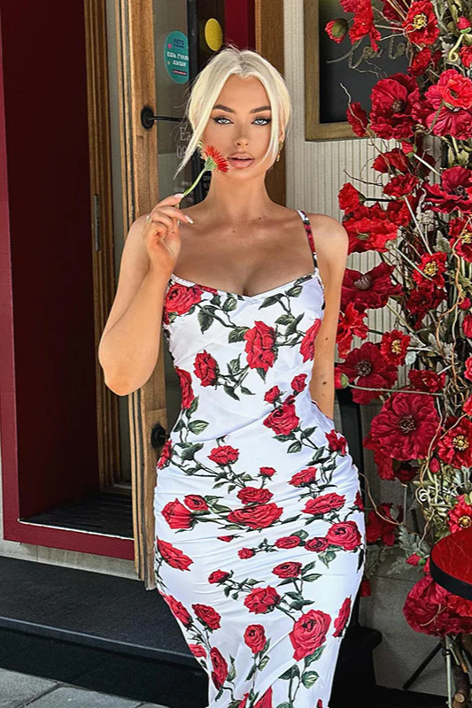 Square Neck Floral Cami Party Dress - Image 4