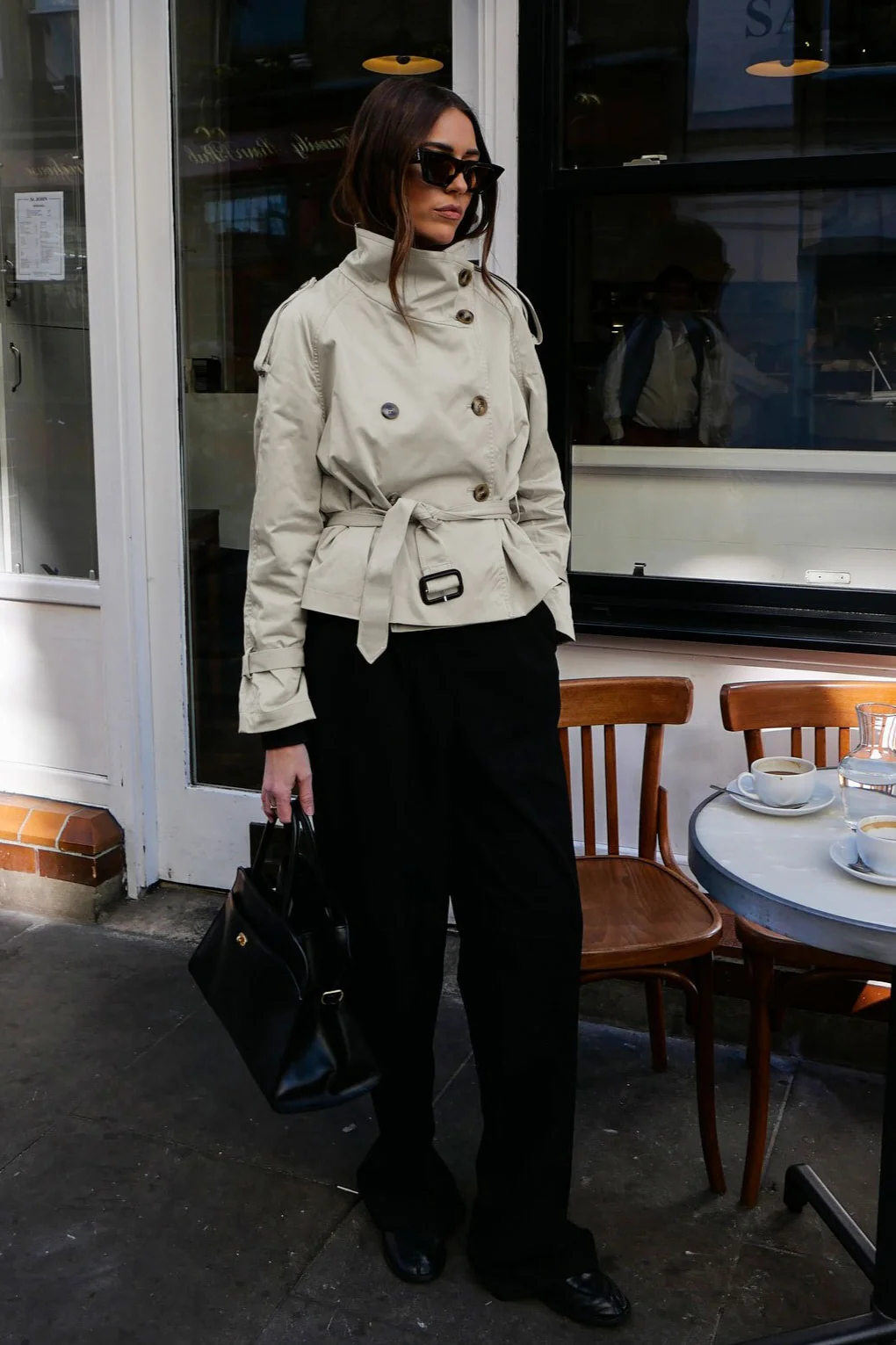 Stand Collar Belted Short Jacket - Image 2