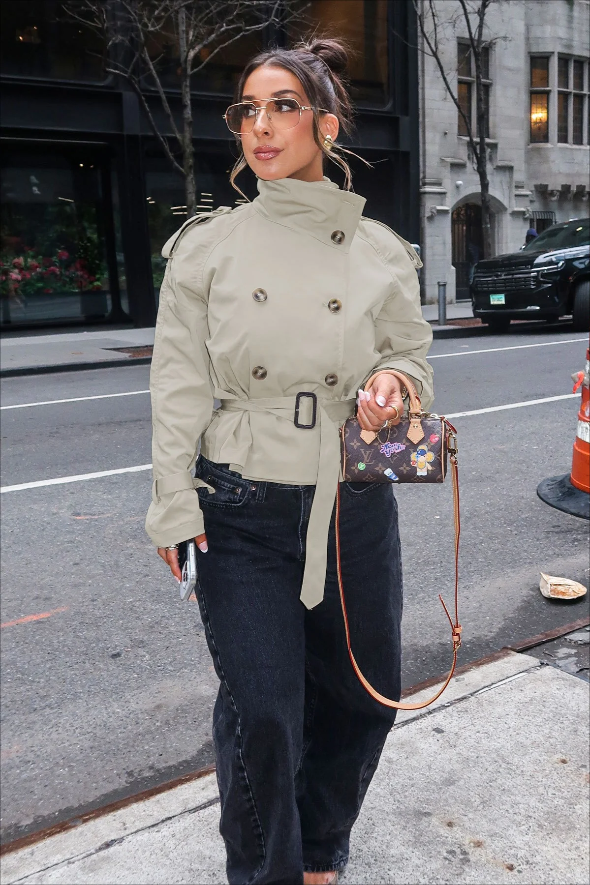 Stand Collar Belted Short Jacket - Image 3