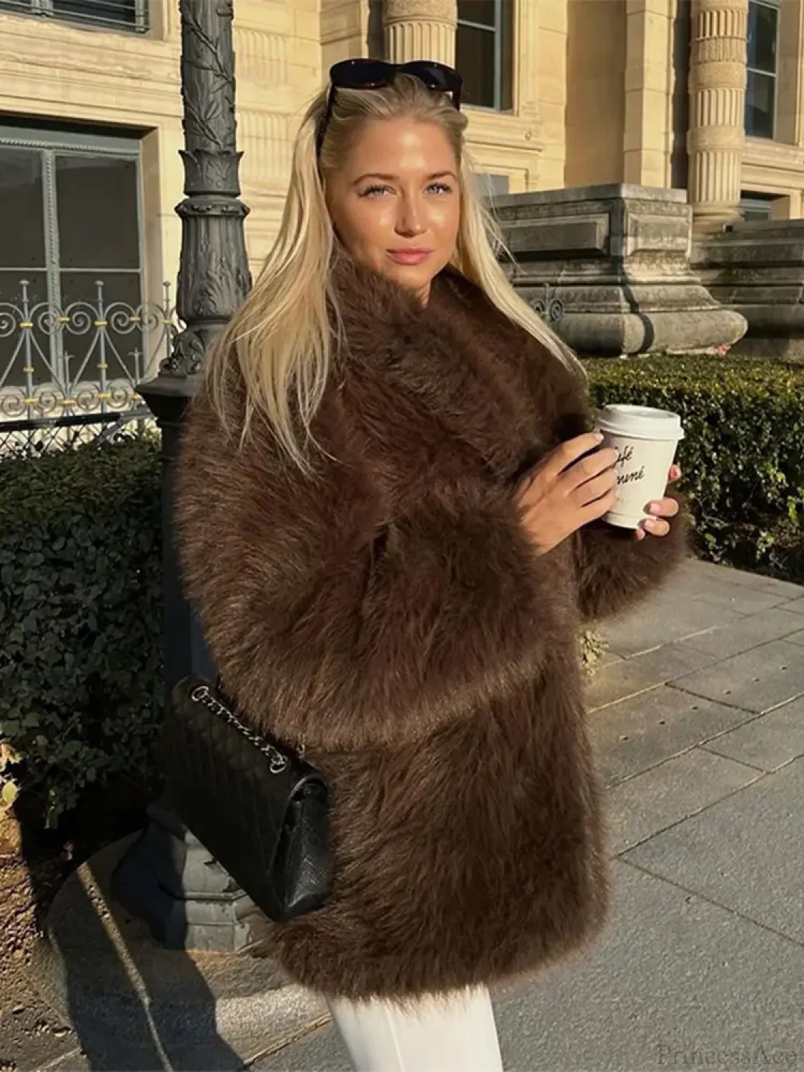 Stand Collar Fluffy Winter Coat - Image 2