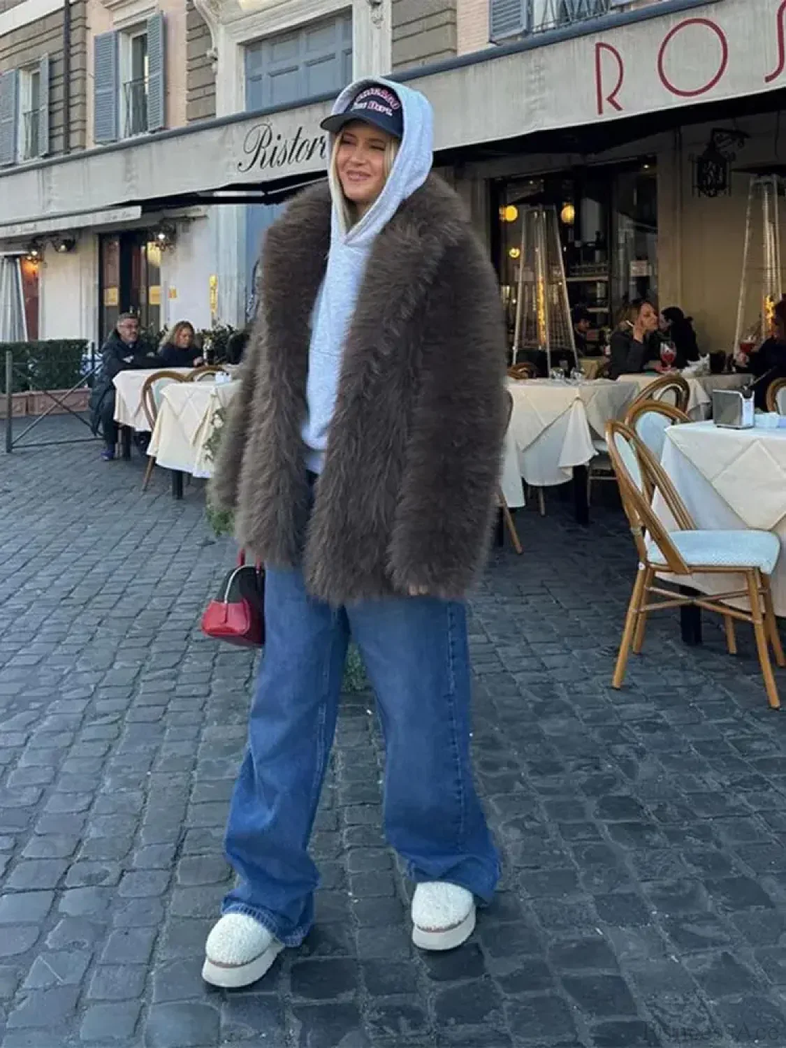 Stand Collar Fluffy Winter Coat - Image 5