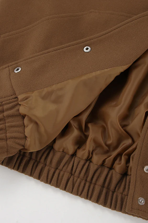 Stand Collar Melange Brown Wool Coat - Image 6