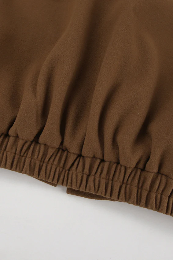 Stand Collar Melange Brown Wool Coat - Image 7