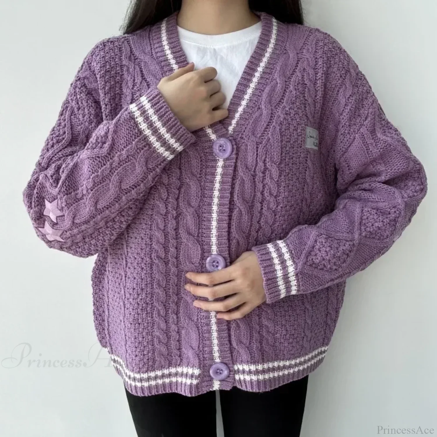 Star Embroidered V-neck Cardigan - Image 2
