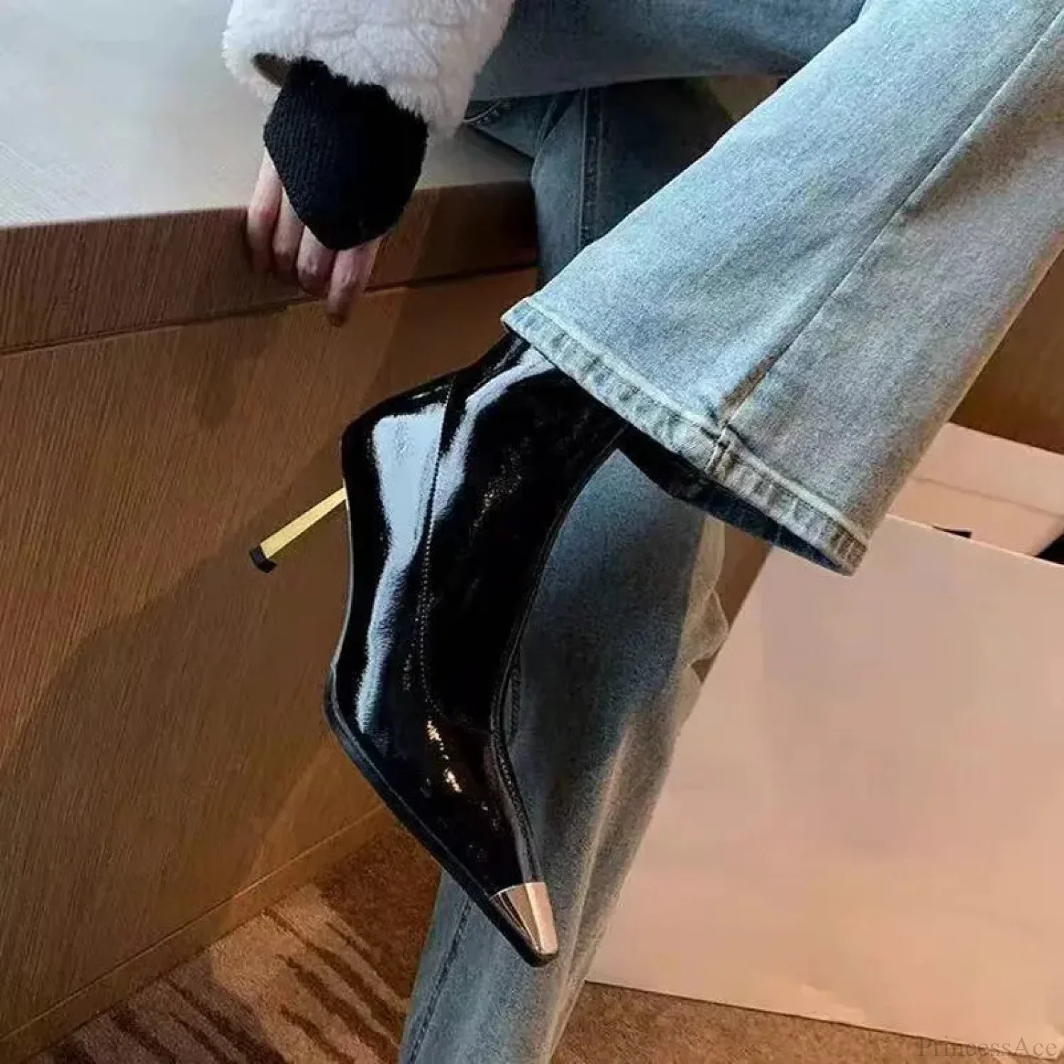 Star Fashion Gothic Metal Square Toe Ankle Boot - Image 2