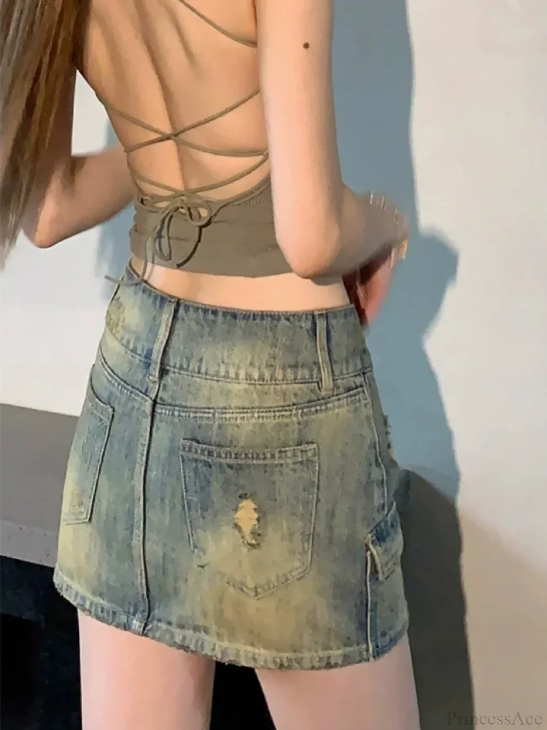 Star Rivet Pencil Denim Skirt - Image 4