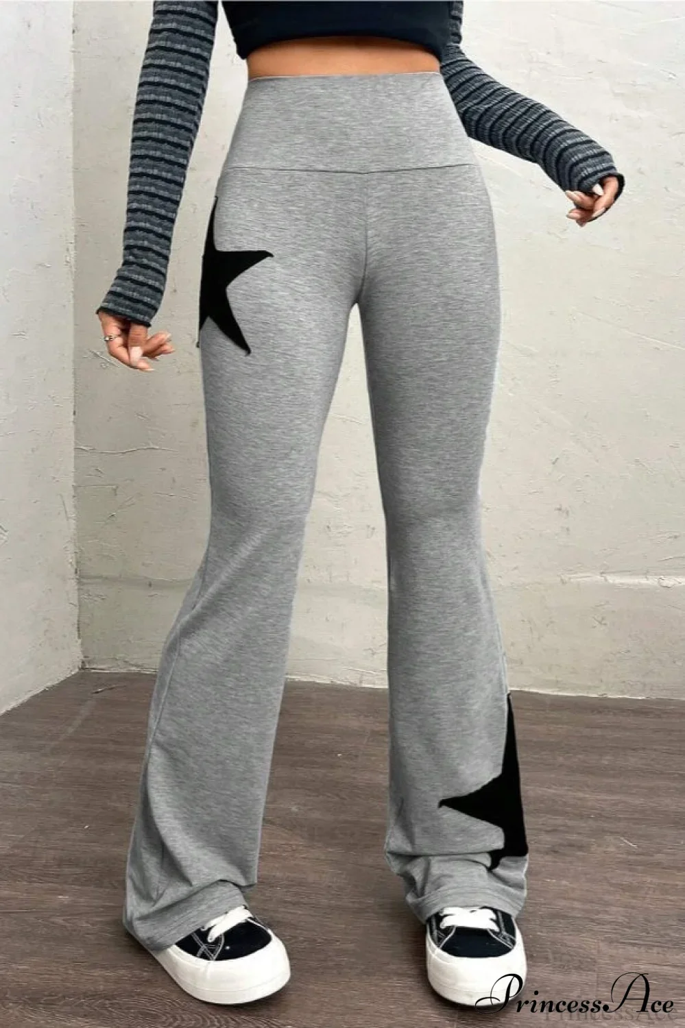 Star Stretchy High Waist Slim-Fit Flared Pants - Image 3