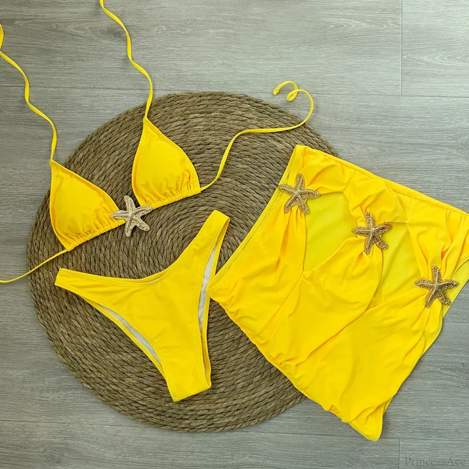 Starfish Brazilian Black Three Piece Swimsuit - Image 3