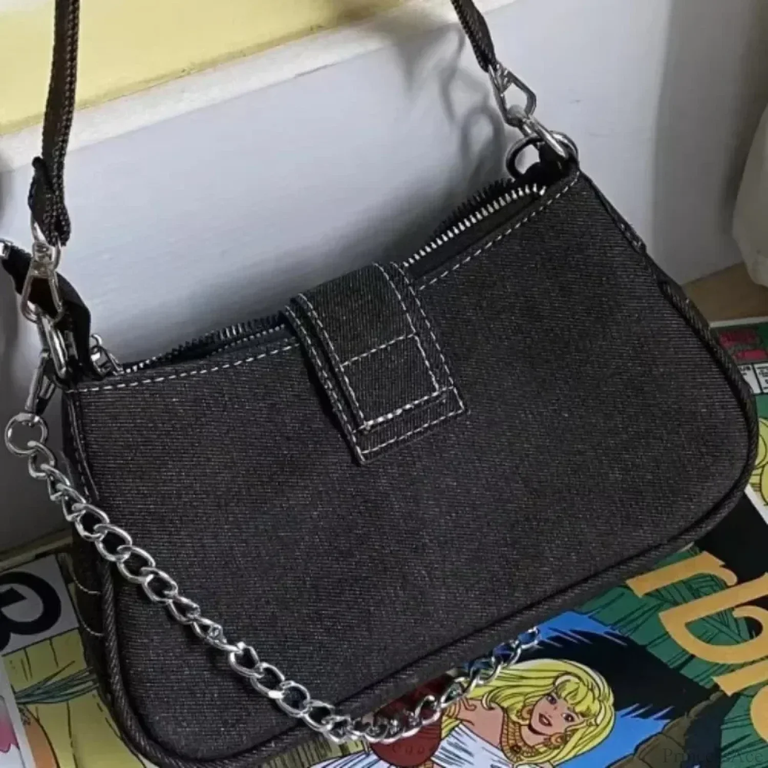 Stars Pattern Canvas Underarm Shoulder Bag - Image 2