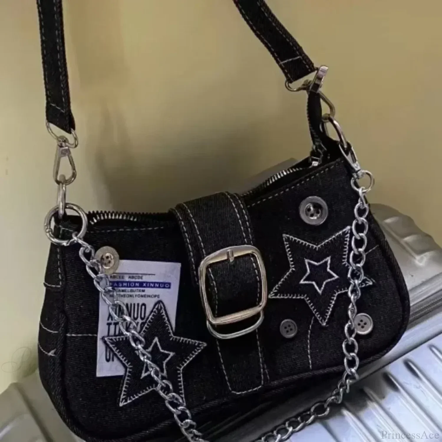 Stars Pattern Canvas Underarm Shoulder Bag - Image 3