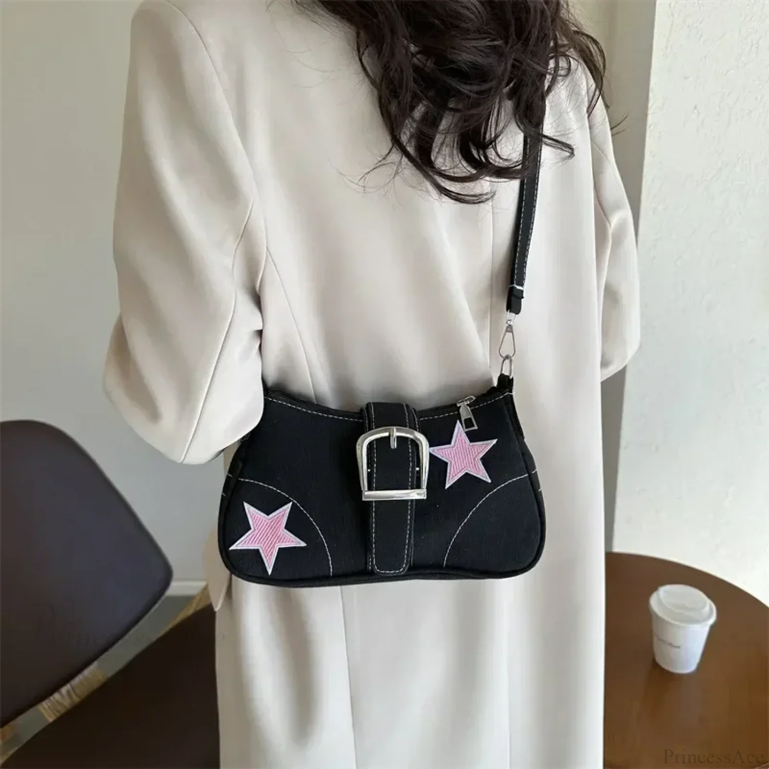 Stars Pattern Canvas Underarm Shoulder Bag - Image 6