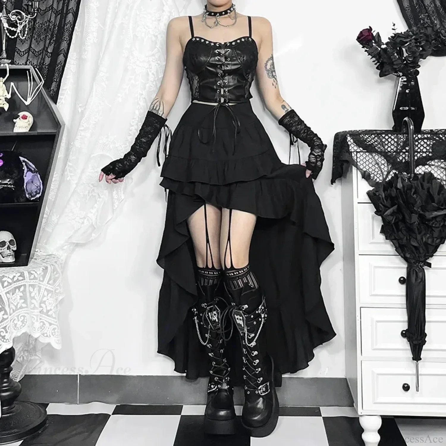 Steampunk Ruffle High Low Skirt - Image 3