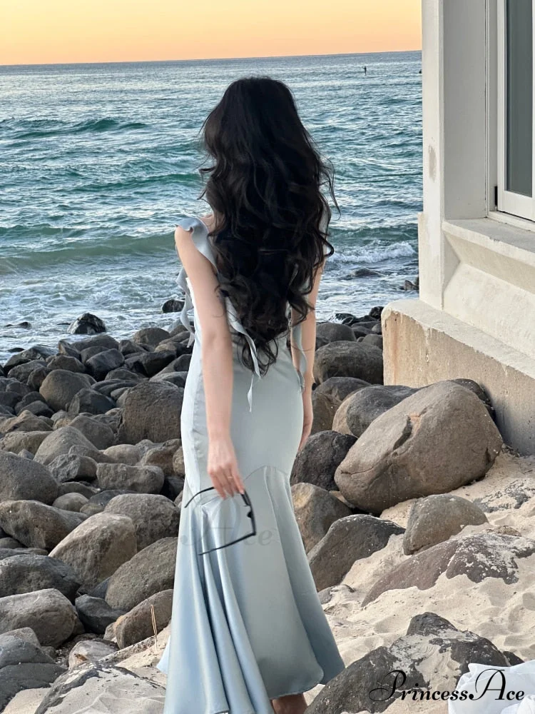 Strap Vintage Gown - Party Elegant Satin Midi Korean - Casual Gown Fashion - Image 3