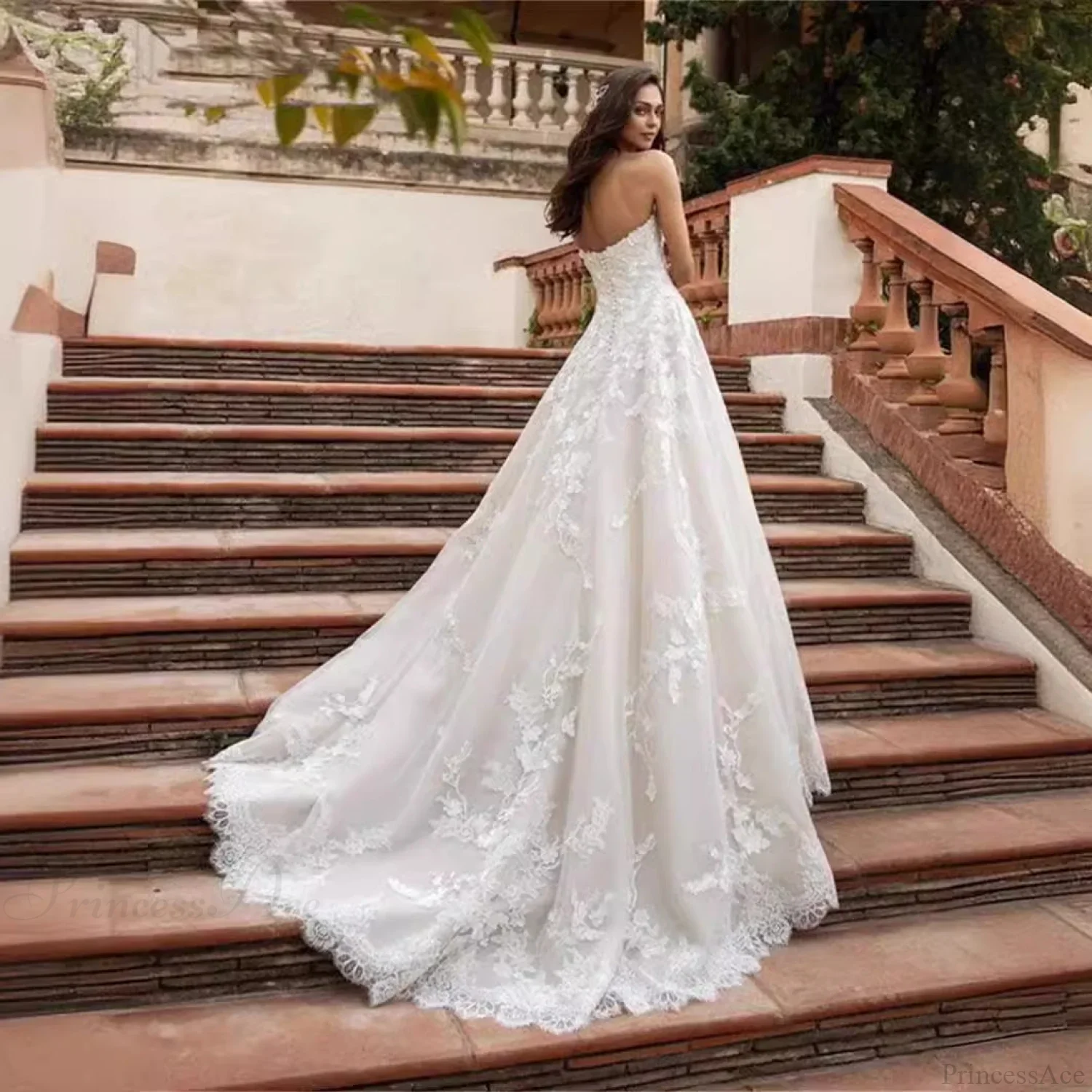 Strapless Lace Ball Gown Wedding Dress - Image 2