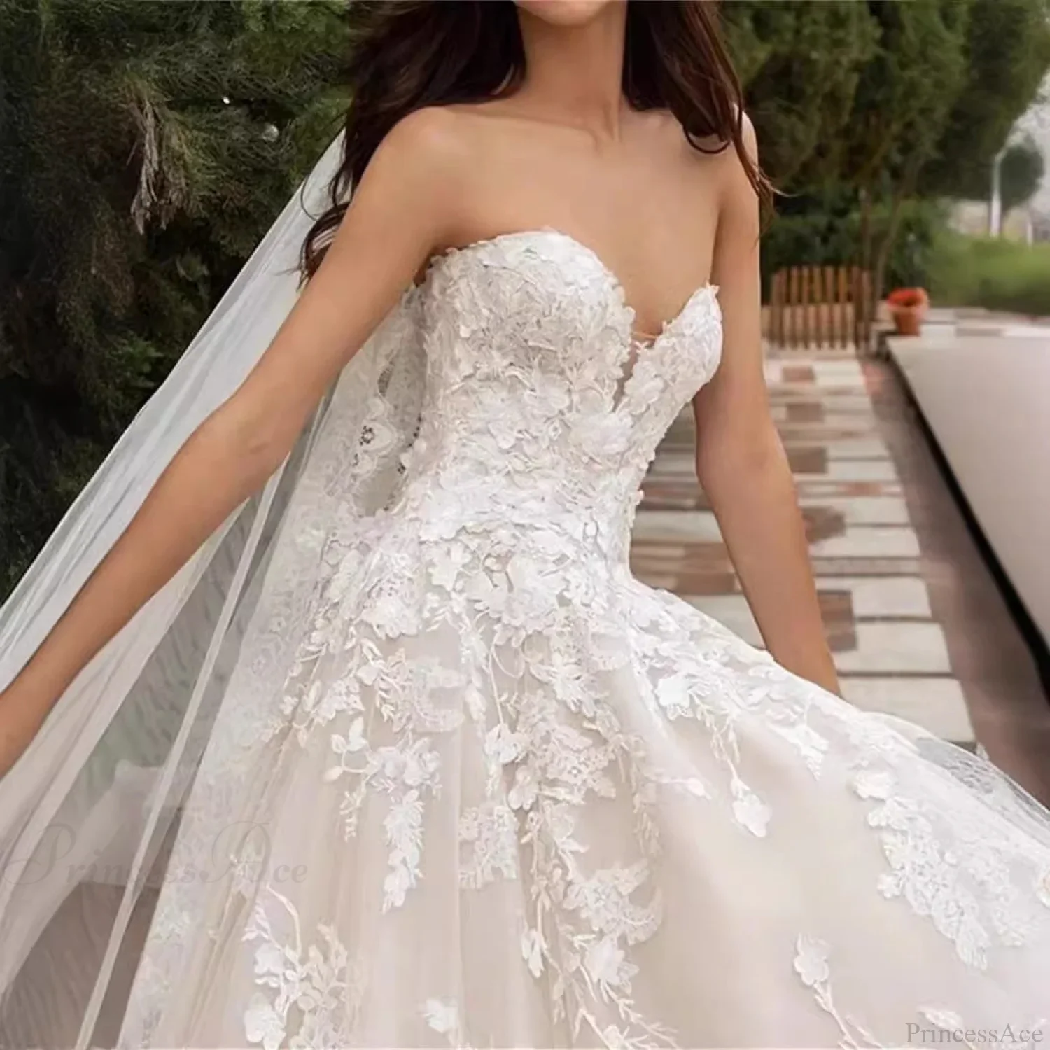 Strapless Lace Ball Gown Wedding Dress - Image 3