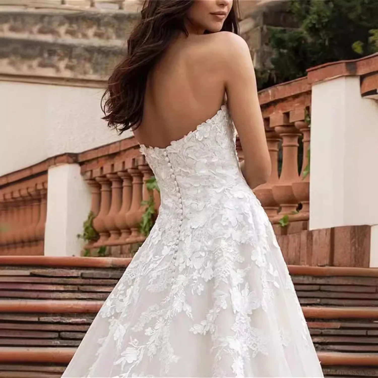 Strapless Lace Ball Gown Wedding Dress - Image 4