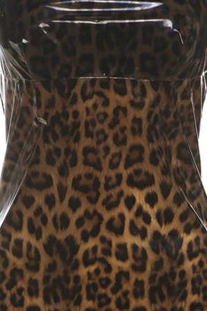 Strapless Leopard Patch Mini Dress - Image 3