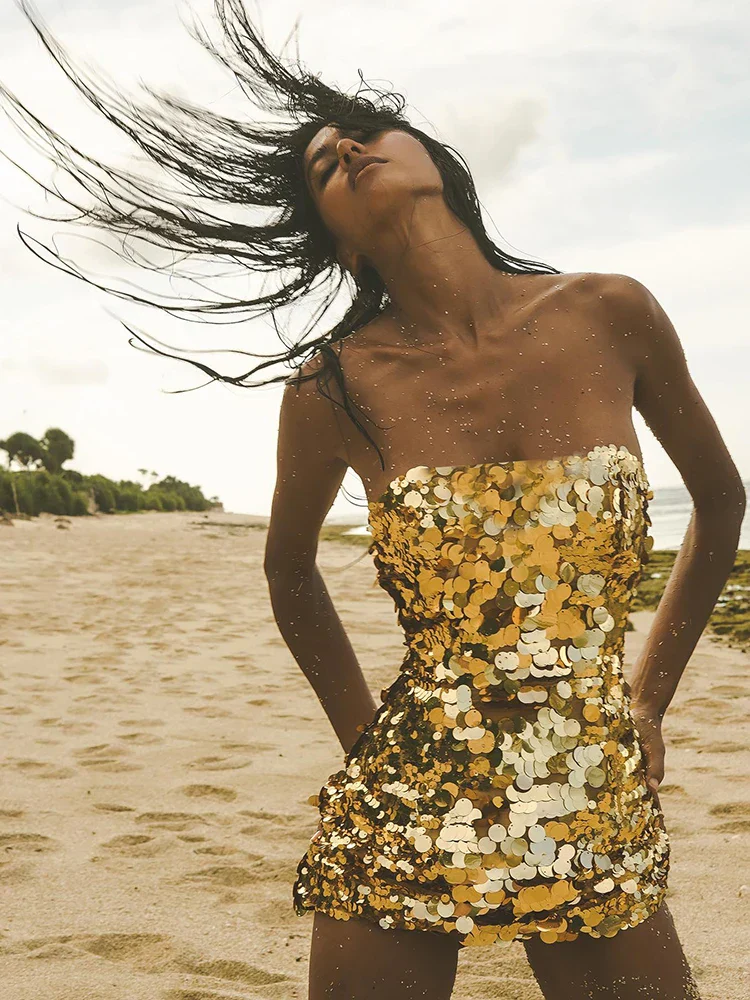 Strapless Mini Sequin Party Dress - Image 2