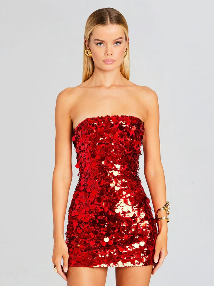 Strapless Mini Sequin Party Dress - Image 4