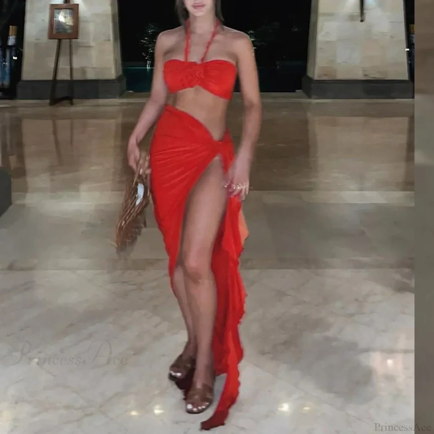 Strapless Pleated Bikini Set - Image 5