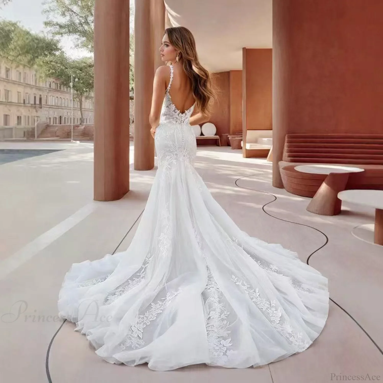 Strapless Satin Mermaid Bridal Wedding Dress - Image 2