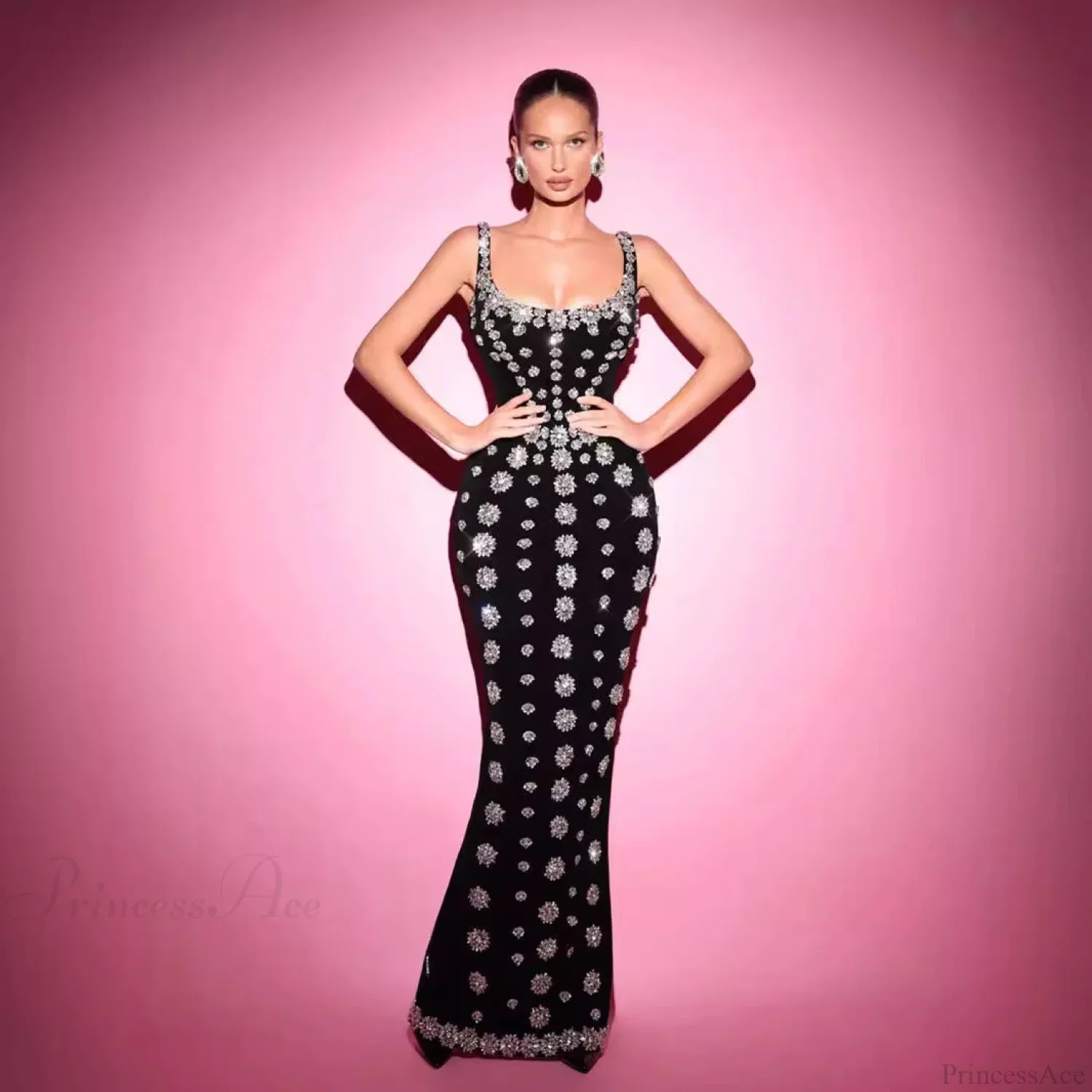 Strapless Sequin Flower Bandage Prom Dress - Image 2