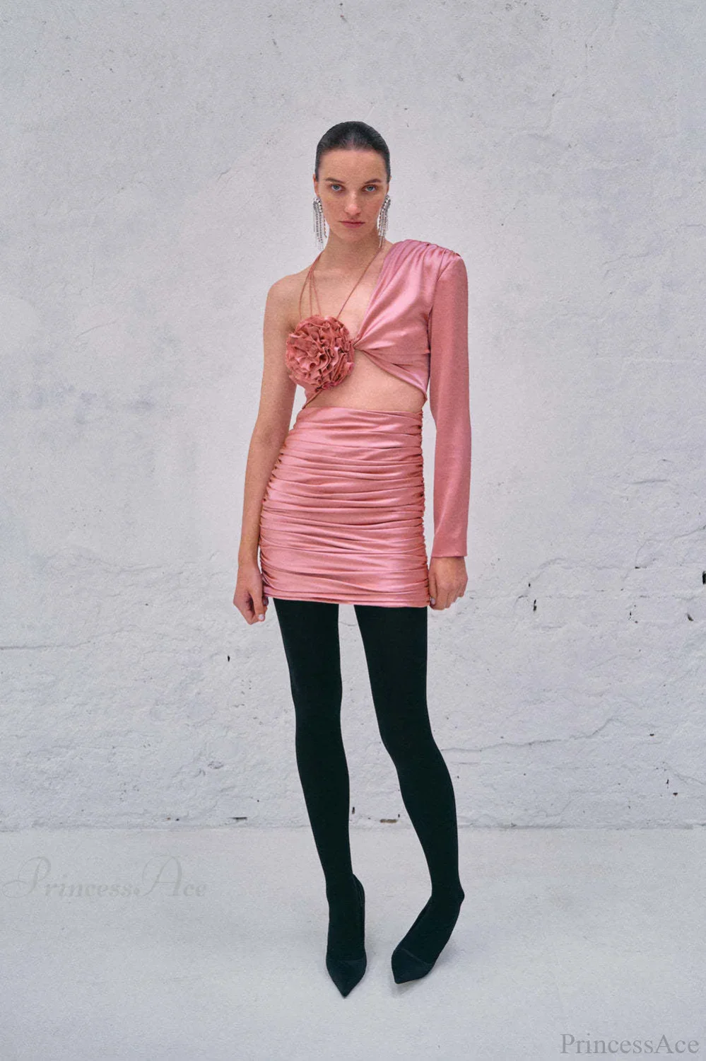Strappy Asymmetrical Embroidered Prom Dress - Image 2