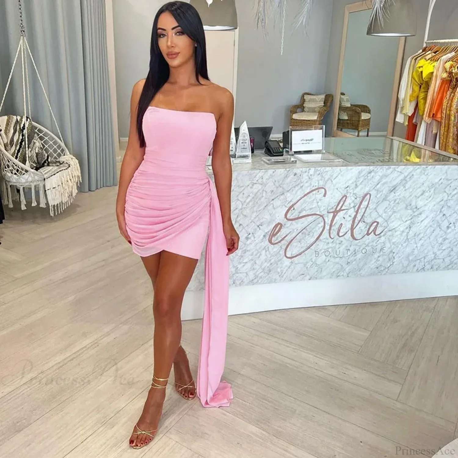 Streamer Mesh Elegant Mini Vacation Dress - Image 3
