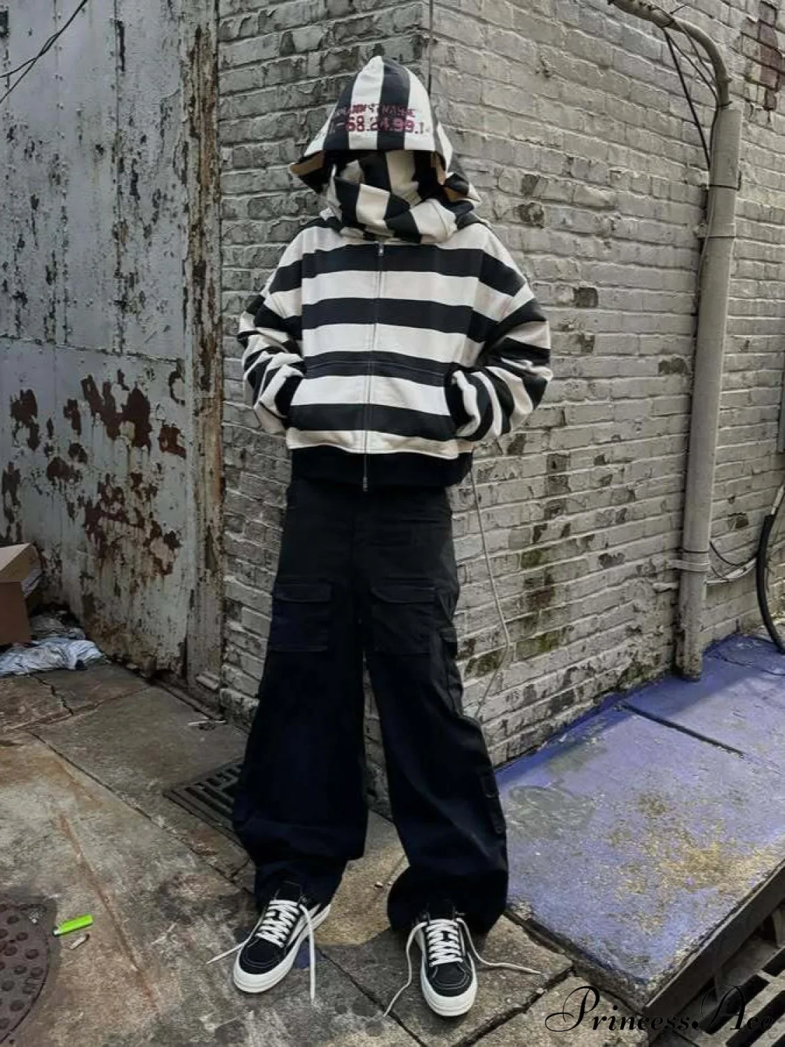 Hip-Hop Double-Layered Hood Graphic Print Hoodie - Image 5