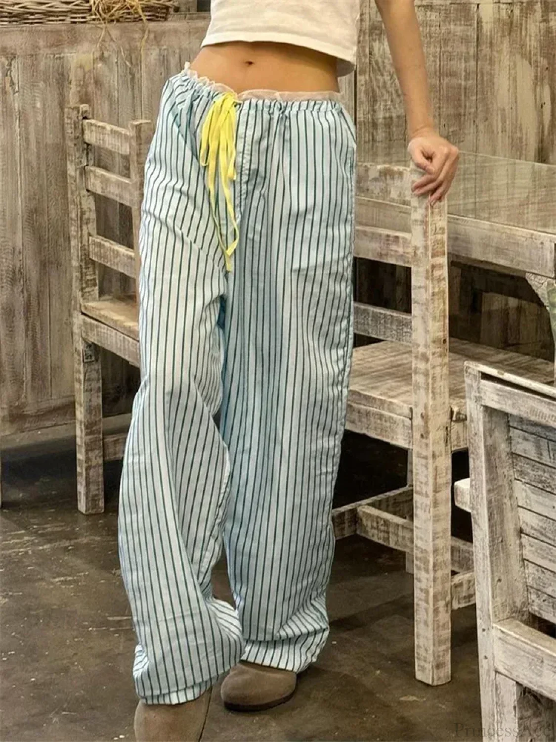 Stripe Drawstring Wide Leg Casual Sweatpant Pant - Image 4
