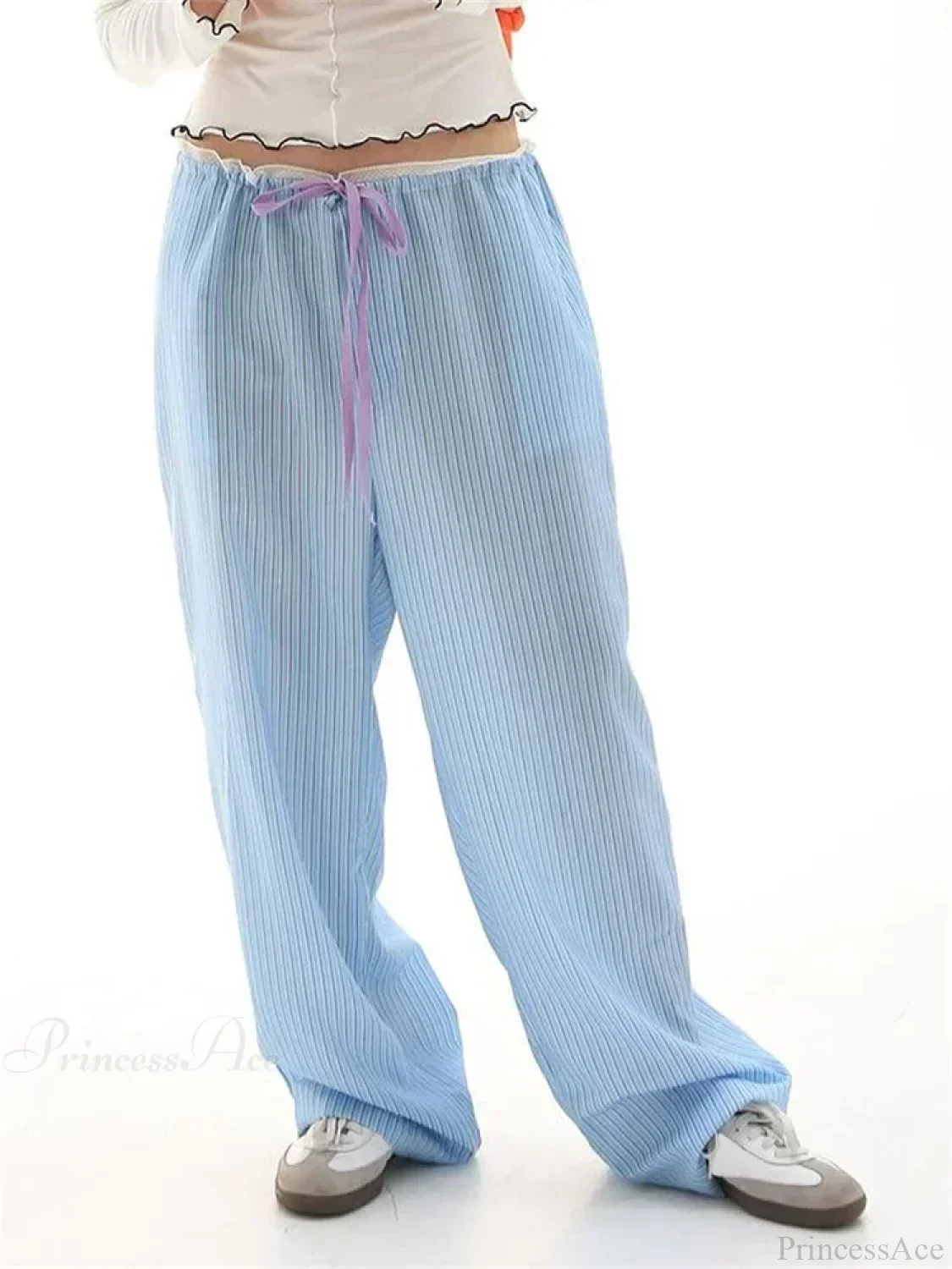 Stripe Drawstring Wide Leg Casual Sweatpant Pant - Image 6