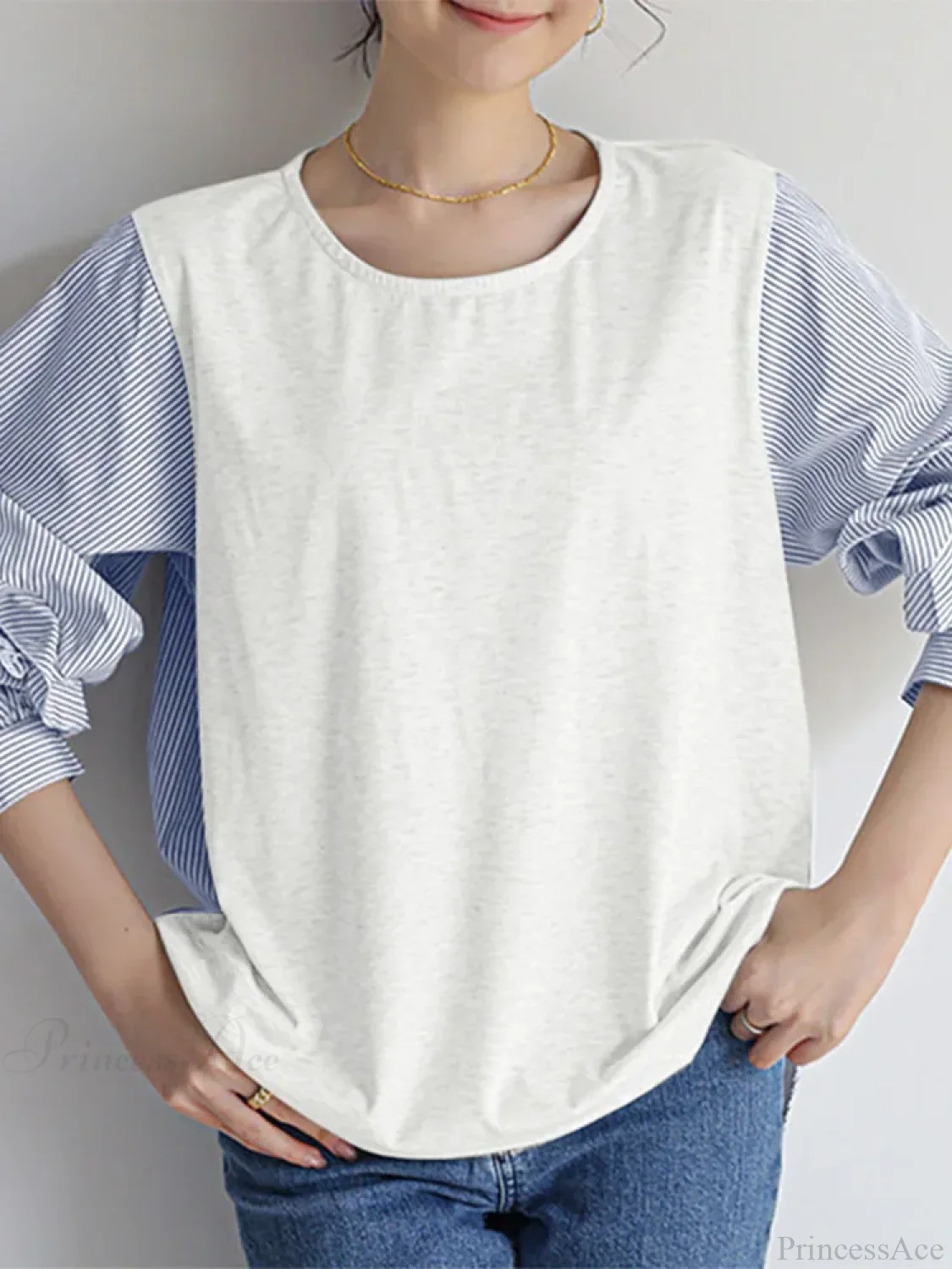 Stripe Patchwork Ruffled Casual Blouse - Image 5