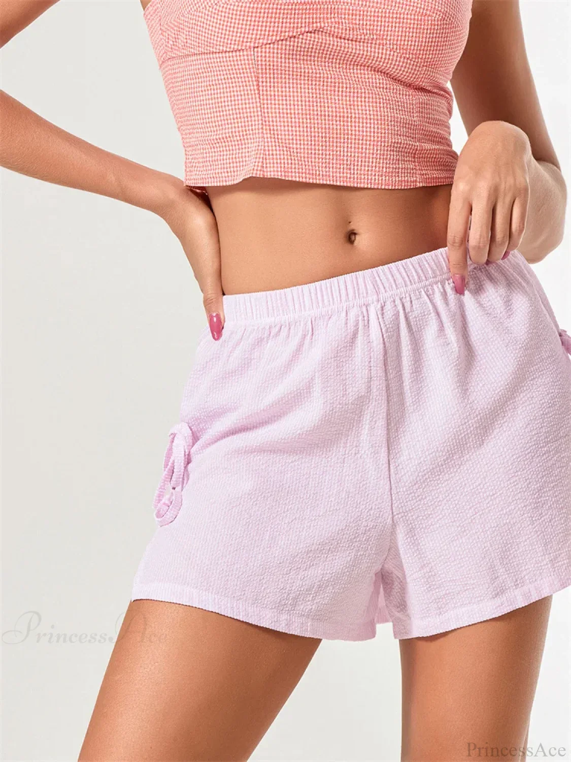 Striped Bow Tie-Up Split Short - Image 3