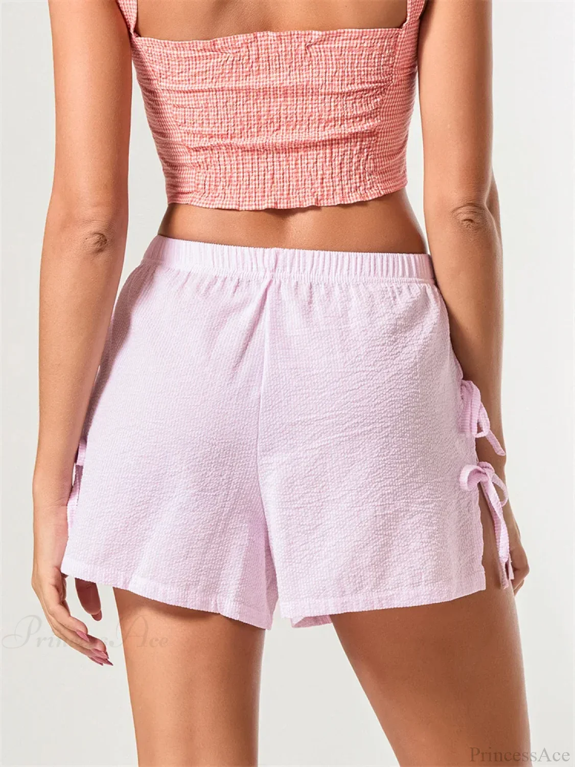 Striped Bow Tie-Up Split Short - Image 6